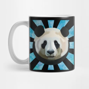 Striking Panda bear on Blue Bubble patterned rays Mug